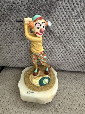 Ron Lee 1988 Hand-Painted Yellow Clown Golfer Figurine - Decorative Accent